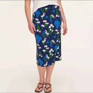 Kate Spade X Target Collab Navy Blue Floral Midi Knitted Skirt